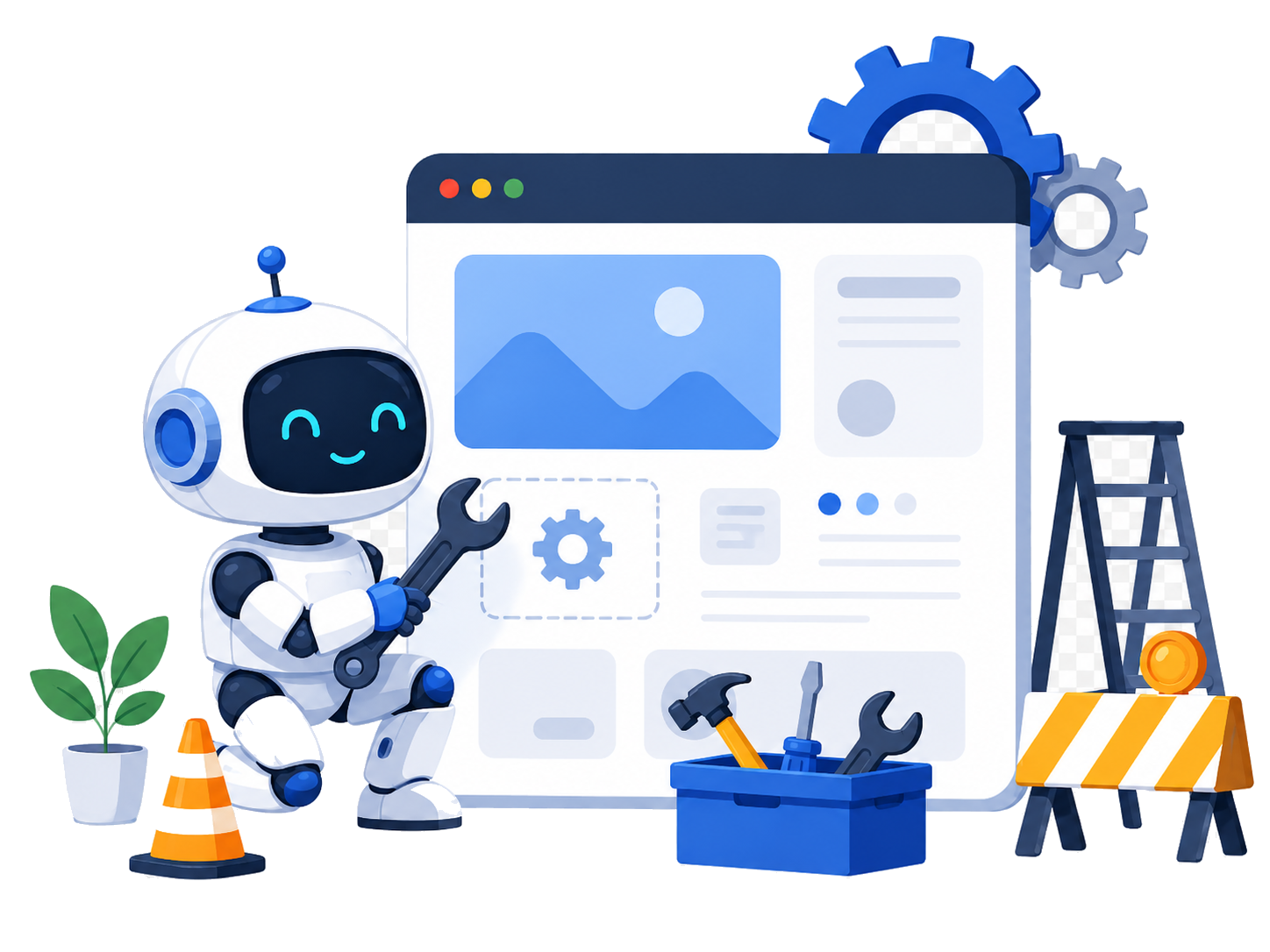 Ilustração de site em construção